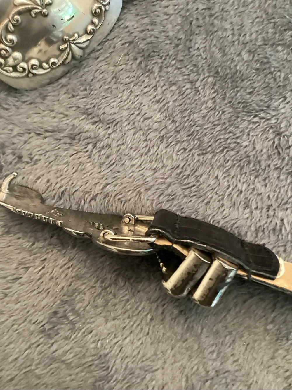 Barse Vintage  Leather Belts with Decorative Silver Buckle - Brown and Black